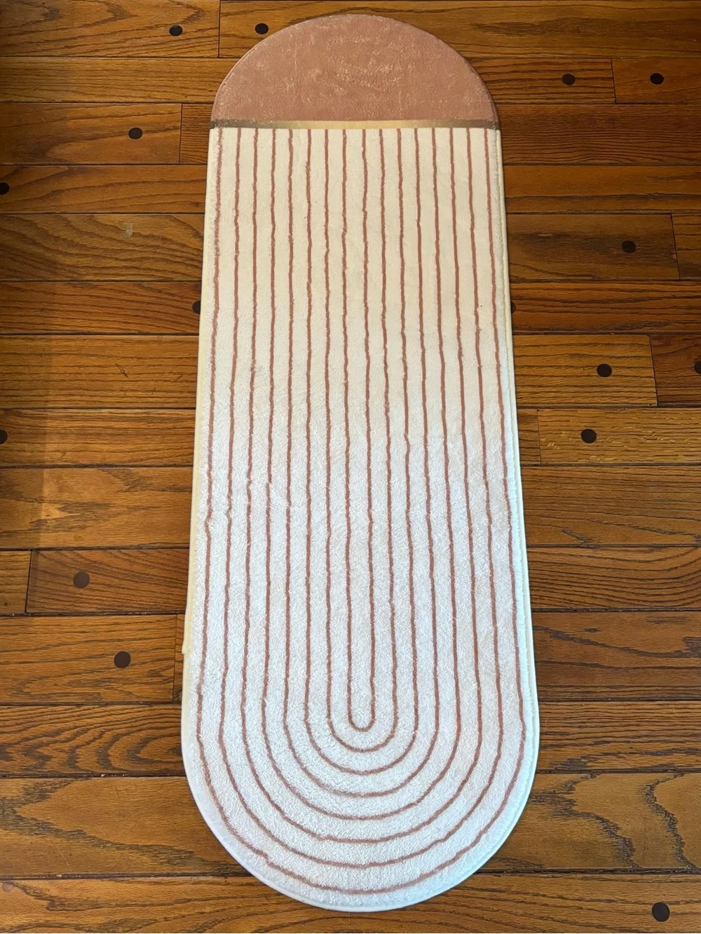 Williams Sonoma Blush and Cream Striped Bath Runner